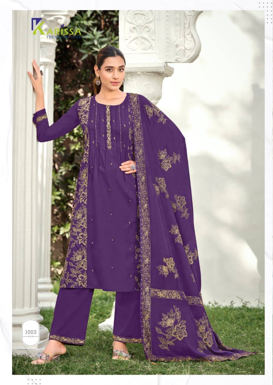 MANNAT By KARISSA 1001 To 1006 Series Beautiful Festive Suits Colourful Stylish pure heavy Bombay cotton dresses At Wholesale Price